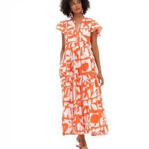 Tuckernuck Bold Orange and White Floral Maxi Dress